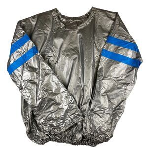 VTG 1980's TenEx Silver Vinyl Windbreaker Pullover Jacket Size S/M ODD & RARE!